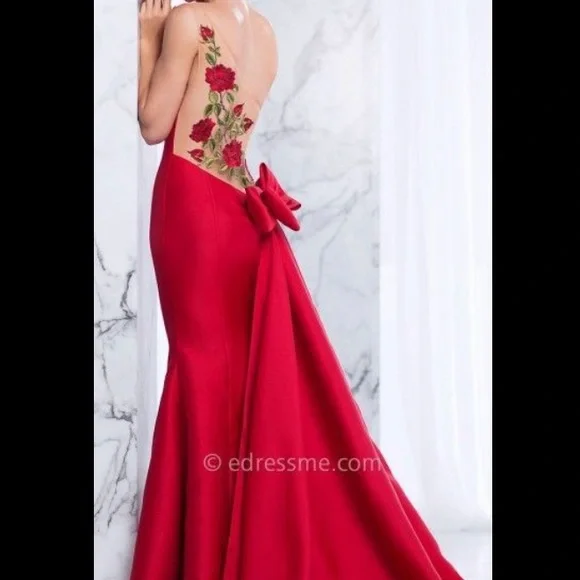 Tarik Ediz | Dresses | Tarik Ediz Red One Shoulder Dress | Poshmark